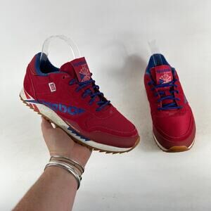 Reebok Icon Classic Ripple Sneakers Women's 8 Red Leather Suede Athletics Shoes